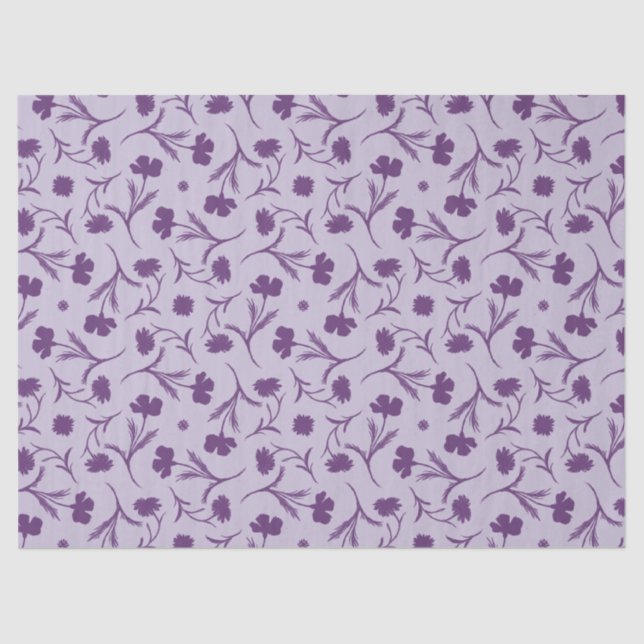 Modern Elegant Floral Pattern Chic Cute Purple Tissue Paper (Front)