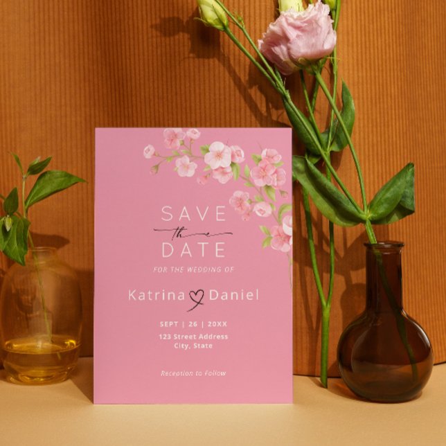 Modern Elegant Floral Pink Wedding Save The Date (Creator Uploaded)