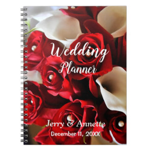Modern Elegant Floral Red Flowers Wedding Planner Notebook