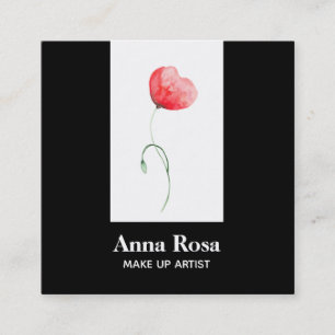 *~* Modern Elegant Floral Red Poppy Feminine Chic Square Business Card