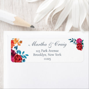 Modern Elegant Floral Return Address Label