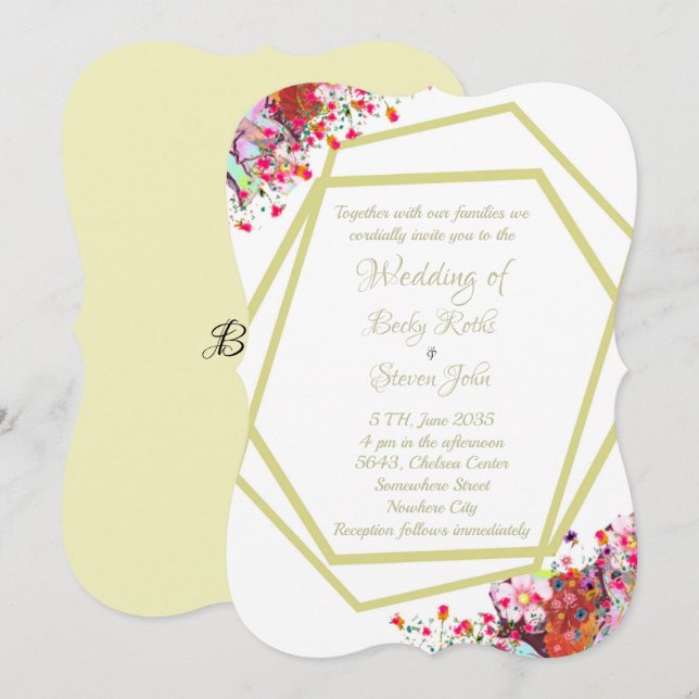 Modern Elegant Floral Rustic Wedding Invitation (Front/Back)
