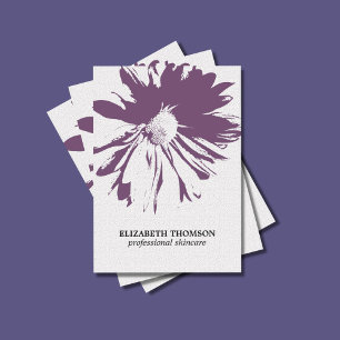 Modern Elegant Floral Texture Purple Cosmetologist Business Card