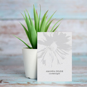 Modern Elegant Floral Texture White Cosmetologist Business Card