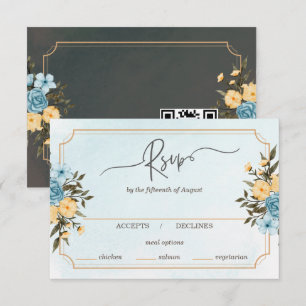 Modern Elegant Floral Watercolor Greenery Wedding RSVP Card
