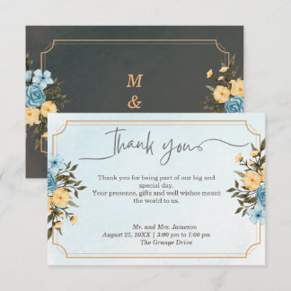 Modern Elegant Floral Watercolor Greenery Wedding Thank You Card