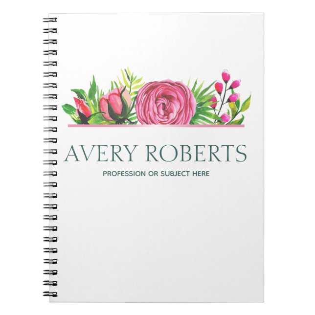 Modern Elegant floral watercolor Notebook (Front)
