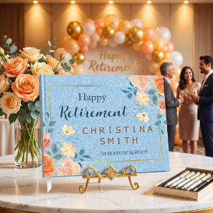 Modern Elegant Floral Watercolor Retirement Party Guest Book
