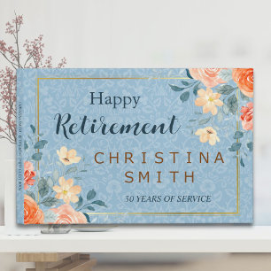 Modern Elegant Floral Watercolor Retirement Party Guest Book