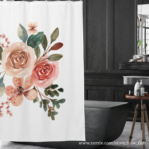 Modern elegant floral watercolor trendy girly pink shower curtain
