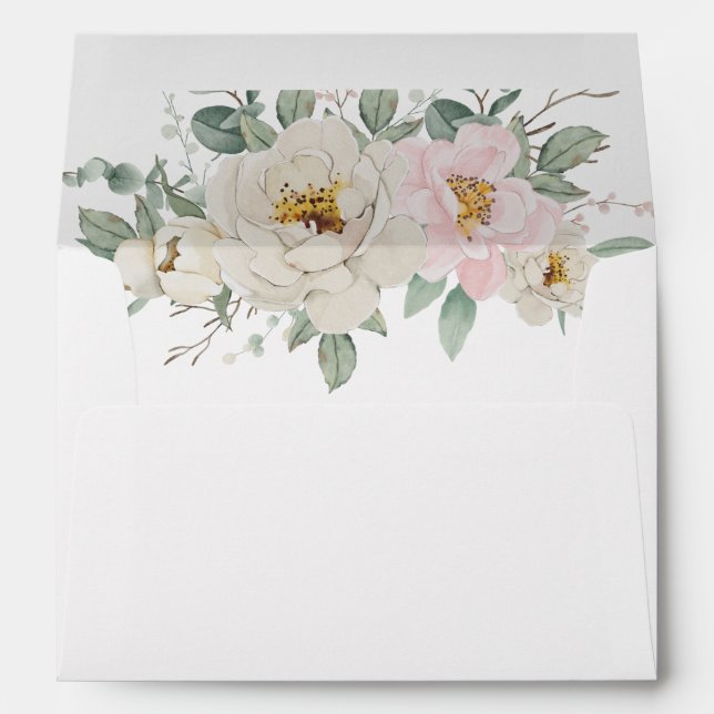 Modern Elegant Floral Wedding Invitation Envelope (Back (Bottom))