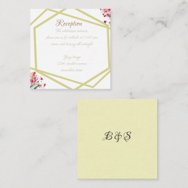 Modern Elegant Floral Wedding Reception  Enclosure Card (Front/Back)