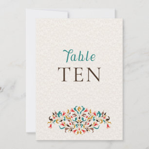 Modern Elegant Floral Wreath Wedding Table Number