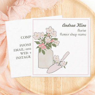 Modern Elegant Flower Blossom Florist Square Business Card