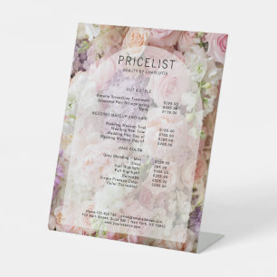 Modern,  elegant flowers, arch price list pedestal sign