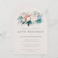 Modern Elegant Flowers Bouquet 40th Birthday