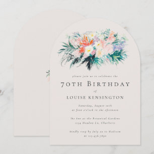 Modern Elegant Flowers Bouquet 70th Birthday Invitation