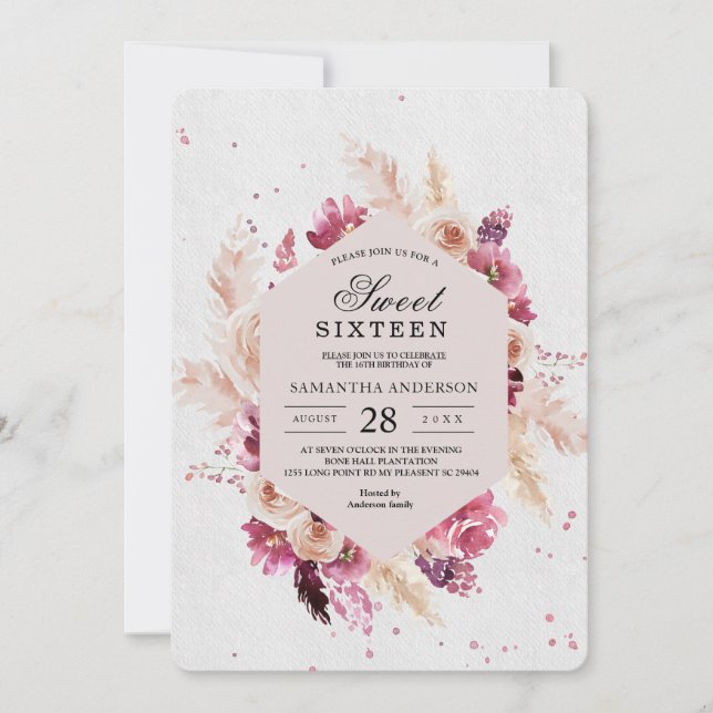 Modern Elegant Flowers Frame Beauty Invitation (Front)