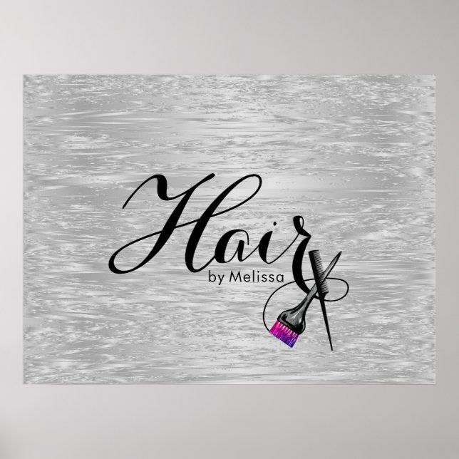 Modern Elegant Foil Hair Stylist Poster (Front)