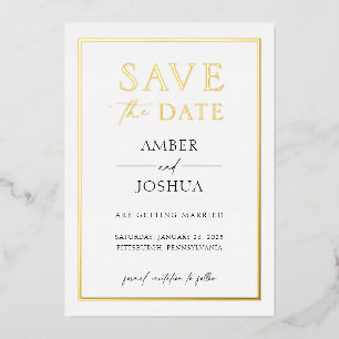 Modern Elegant Foil Pressed Wedding Save the Date