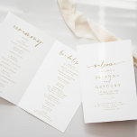 Modern Elegant Folded Gold Wedding  Program Programme<br><div class="desc">This modern elegant folded gold wedding program is perfect for a rustic wedding. The simple and elegant design features classic,  gold and fancy script typography. Include a quote or short message,  order of service,  wedding party and thank you message.</div>