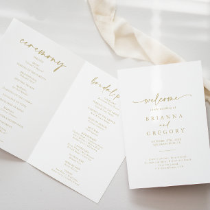 Modern Elegant Folded Gold Wedding  Program Programme
