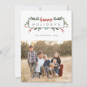 Modern Elegant Foliage Christmas Photo Holiday Card