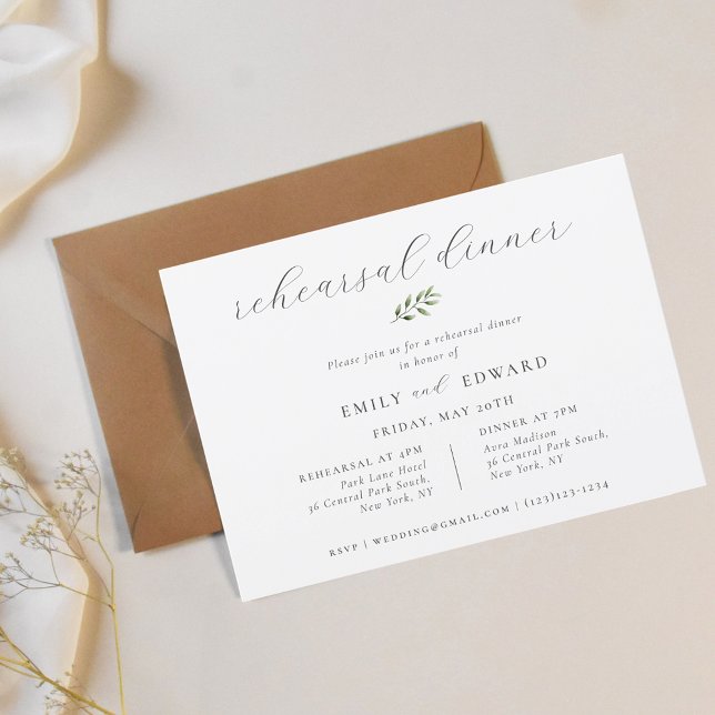 Modern Elegant Foliage Rehearsal Dinner Invitation (Creator Uploaded)