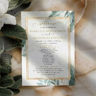 Modern Elegant Foliage Wedding Program