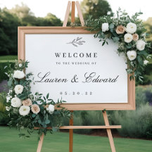 Modern Elegant Foliage Wedding Welcome Sign