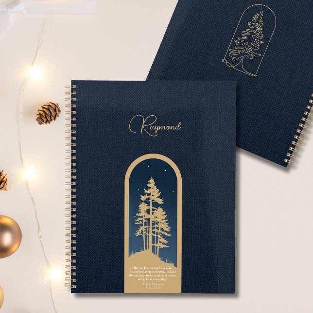 Modern Elegant Forest Gold Deep Blue Script Quote Planner (Creator Uploaded)