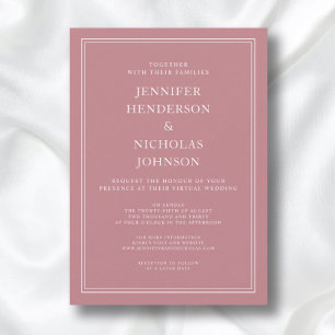 Modern Elegant Formal Dusty Rose Virtual Wedding Invitation