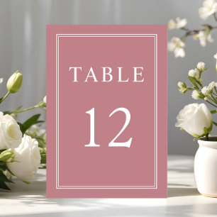 Modern Elegant Formal Dusty Rose Wedding Table Number