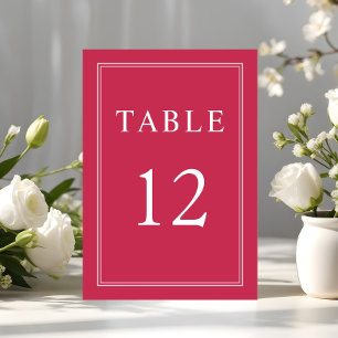 Modern Elegant Formal Magenta Wedding Table Number