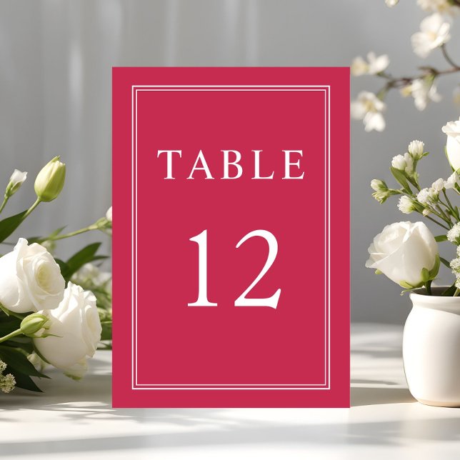 Modern Elegant Formal Magenta Wedding Table Number (Modern Elegant Formal Magenta Wedding Table Number)
