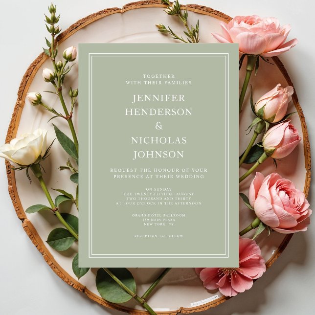 Modern Elegant Formal Sage Green Wedding Invitation (Modern Elegant Formal Sage Green Wedding Invitation)