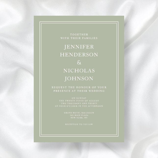 Modern Elegant Formal Sage Green Wedding Invitation (Modern Elegant Formal Sage Green Wedding Invitation)