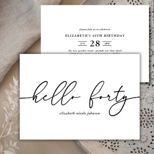  Modern Elegant Forty 40th Birthday Party Invitation