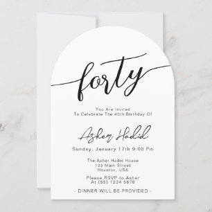 Modern Elegant Forty 40th Birthday Party Photo Invitation