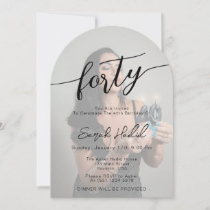 Modern Elegant Forty 40th Birthday Party Photo Invitation