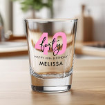 Modern Elegant Forty Pink 40th Birthday Shot Glass<br><div class="desc">Modern Elegant Script 40th Birthday Shot Glass</div>