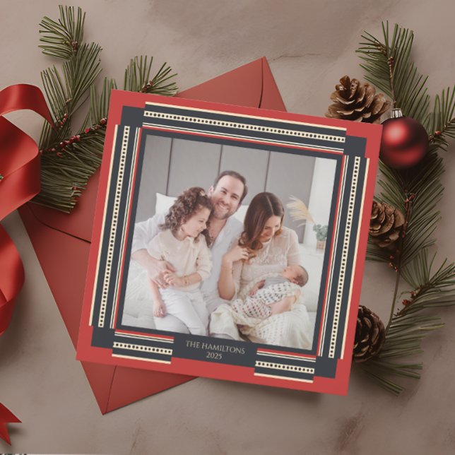 Modern Elegant Framed Photo Holiday Card (Creator Uploaded)