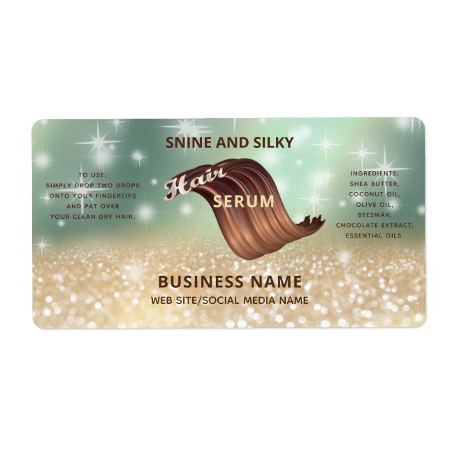 Modern elegant funky glittery sparkling HAIR serum (Front)