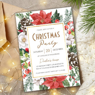 Modern Elegant Geometric Gold Christmas Party Invitation