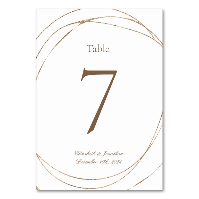 Modern Elegant Geometric Gold Number Wedding Table Number (Front)