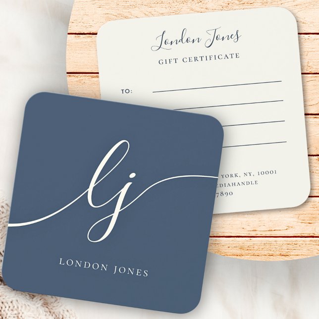 Modern Elegant Gift Certificate Navy Blue Ivory (Creator Uploaded)