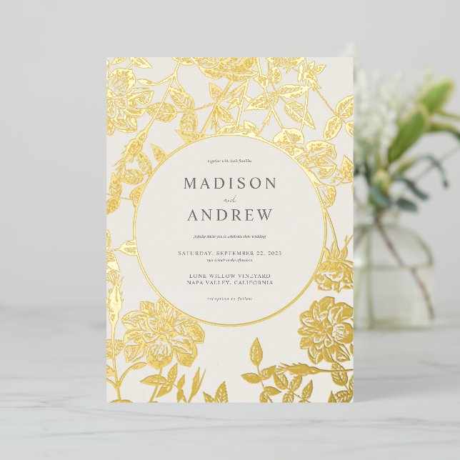 Modern Elegant Gilded Floral Wedding (Standing Front)