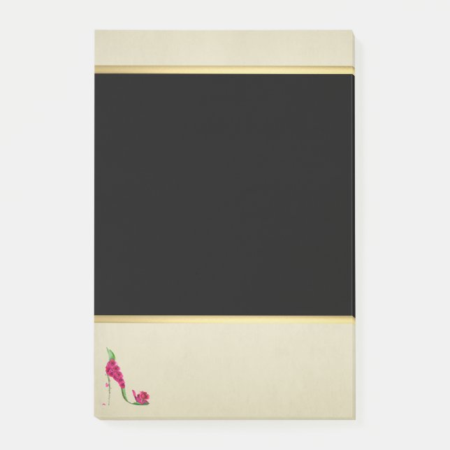Modern Elegant Girly, Black, Cream,Flower Heel Post-it Notes (Front)
