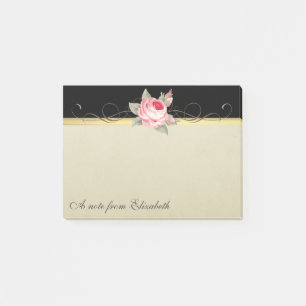 Modern Elegant Girly, Black, Cream,Rose Post-it Notes