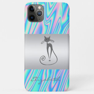 Modern Elegant Girly, Cat Holographic iPhone 11 Pro Max Case